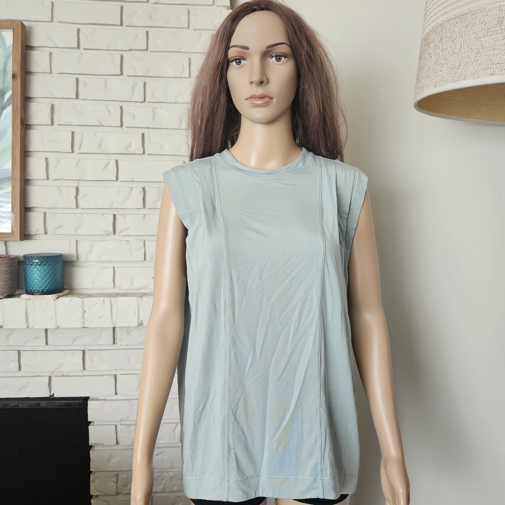 Lululemon Top Modal Pleated Sleeveless Sea Green Long Line Muscle Tee